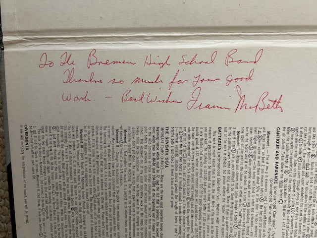 W. Francis McBeth/Texas Tech University Concert Band: McBeth Conducts McBeth (LP Set of 2, Southern Music Company, PRS-740510 Stereo, 1974)