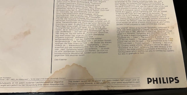 Anton Bruckner: Symphonie Nr. 4 'Romantische'/'Romantic' (LP, Philips 6527 01 Stereo, 1981)
