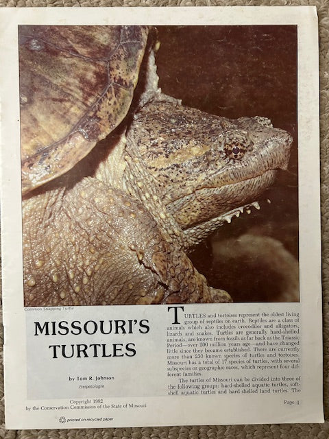 Missouri's Turtles by Tom R. Johnson (PB, Conversation Commission of the State of Missouri, 1982)